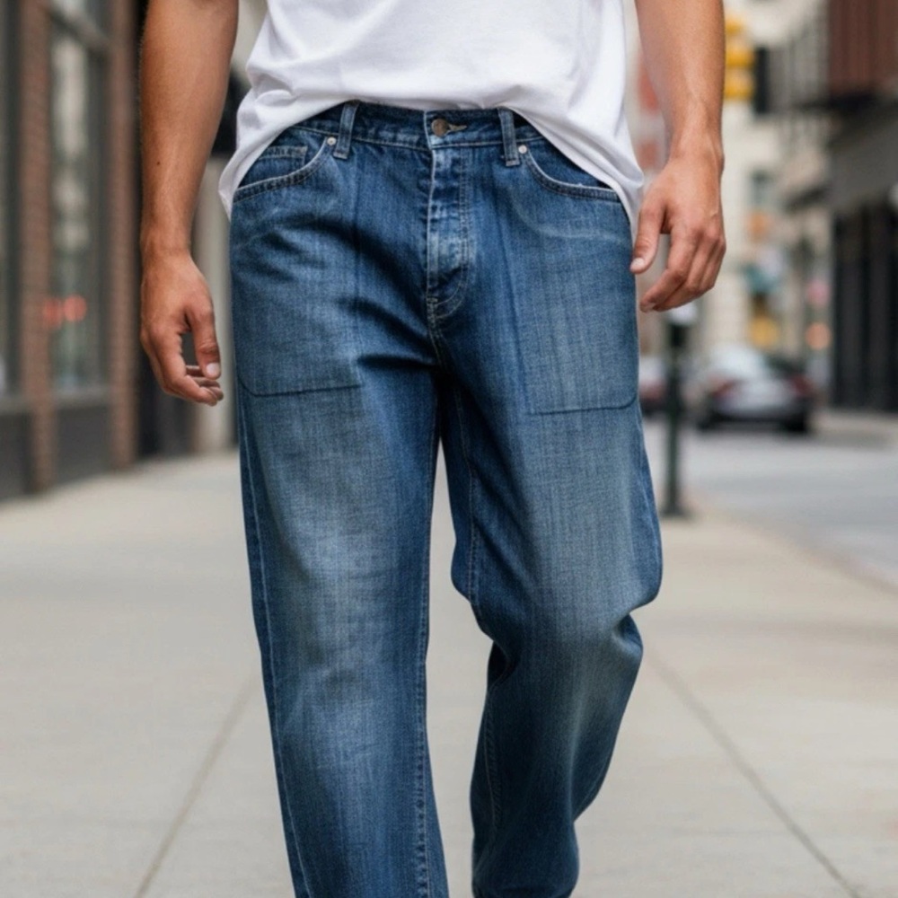 Armani Exchange Relaxed Fit Blue Jeans